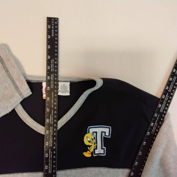 Tweety Looney Tunes Womens 3X V-Neck Long Sleeve Fleece Sweatshirt Gray & Black - Picture 3 of 12
